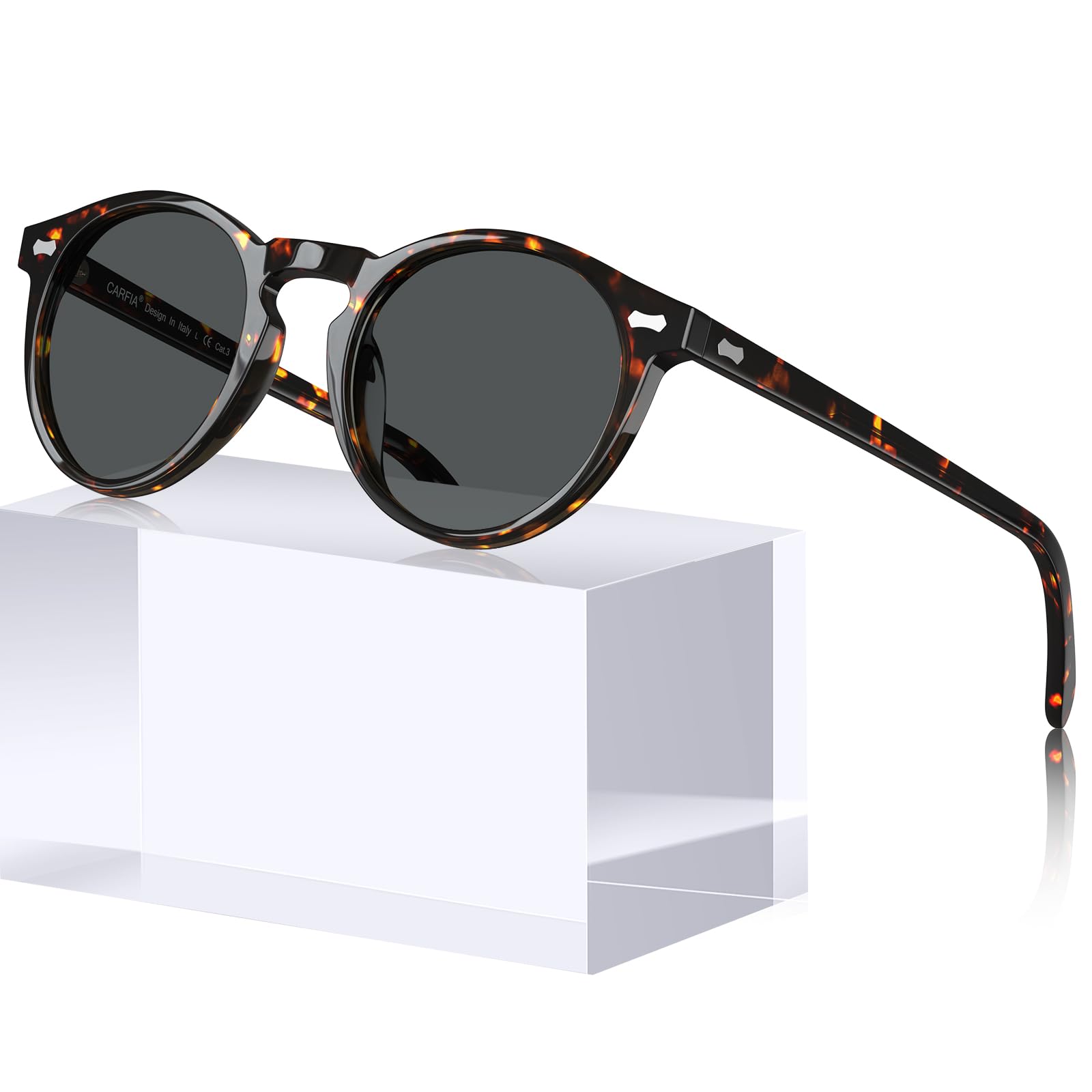 CARFIA Polarized Sunglasses for Women: Acetate Frame, Small/Medium Size, UV400 Protection - Anti Glare CA5288