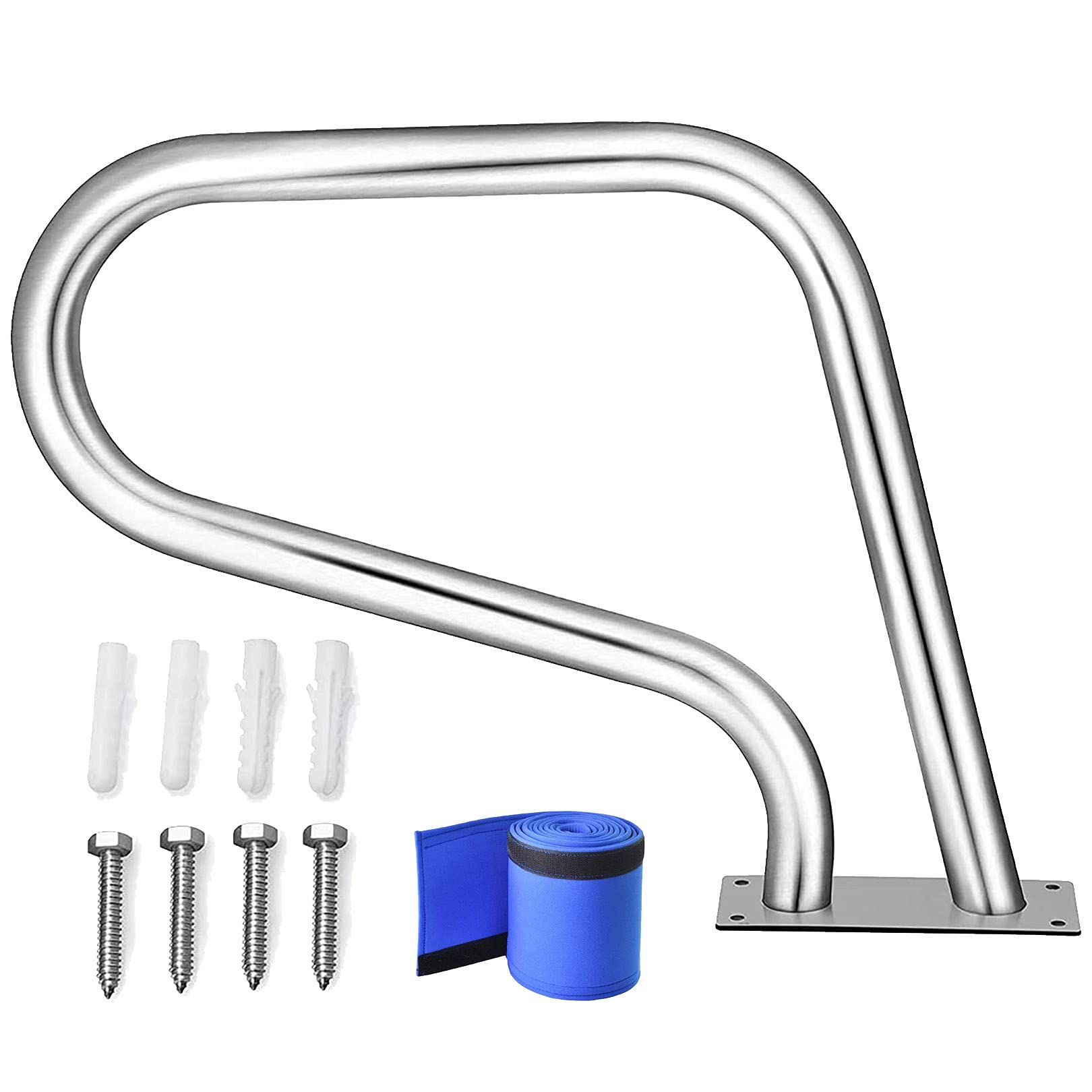 Pool Handrail Swimming Pool Hand Rail, 304 Stainless Steel Swimming Pool Railing with, Easy to Install Blue Swimming Pool Hand Rail Cover