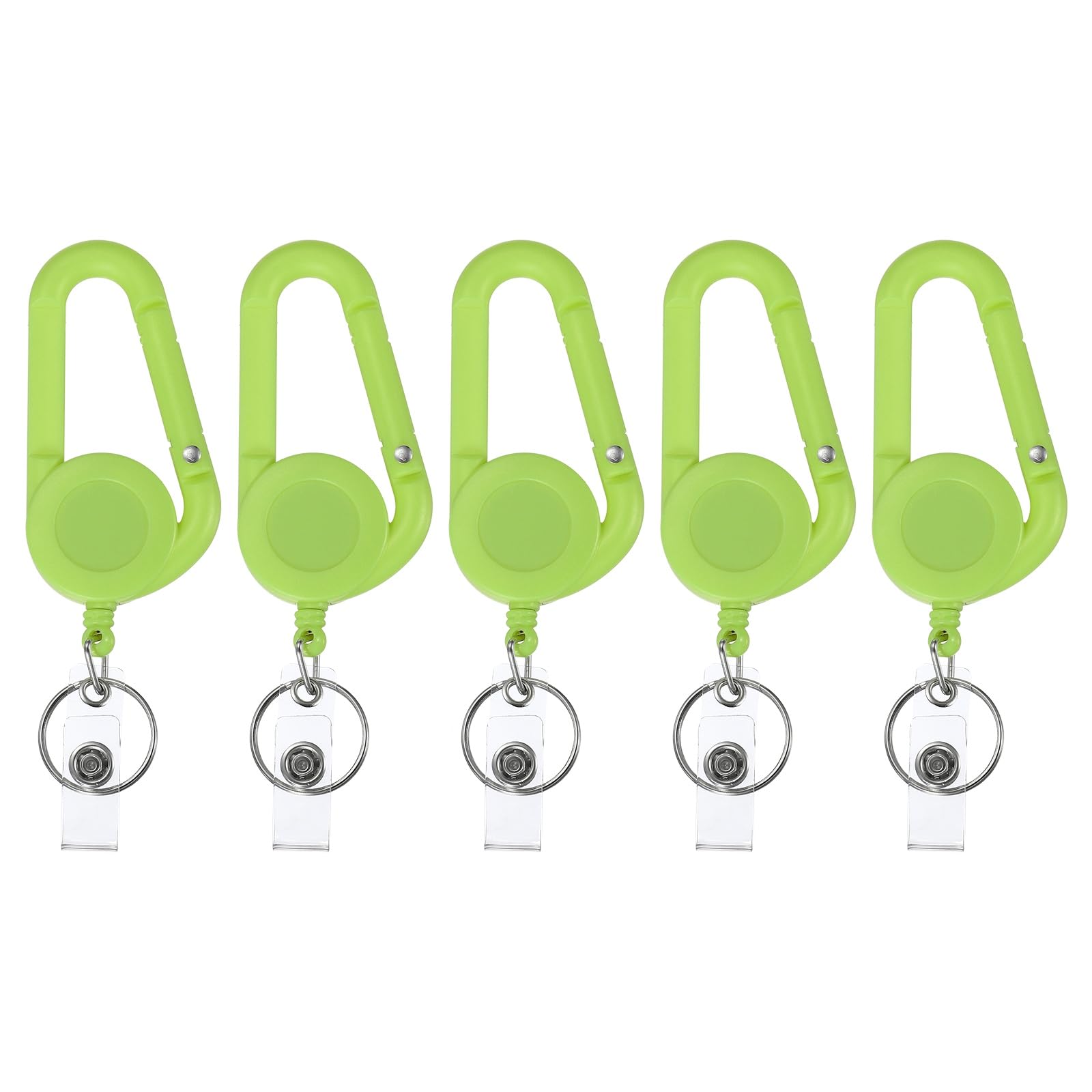 PATIKIL 5 Pack Retractable Keychain Belt Clip, Retractable ID Badge Reel Plastic Card Holder Reel Badge Holder Clip for Women Volunteers Teacher Office Business, Light Green