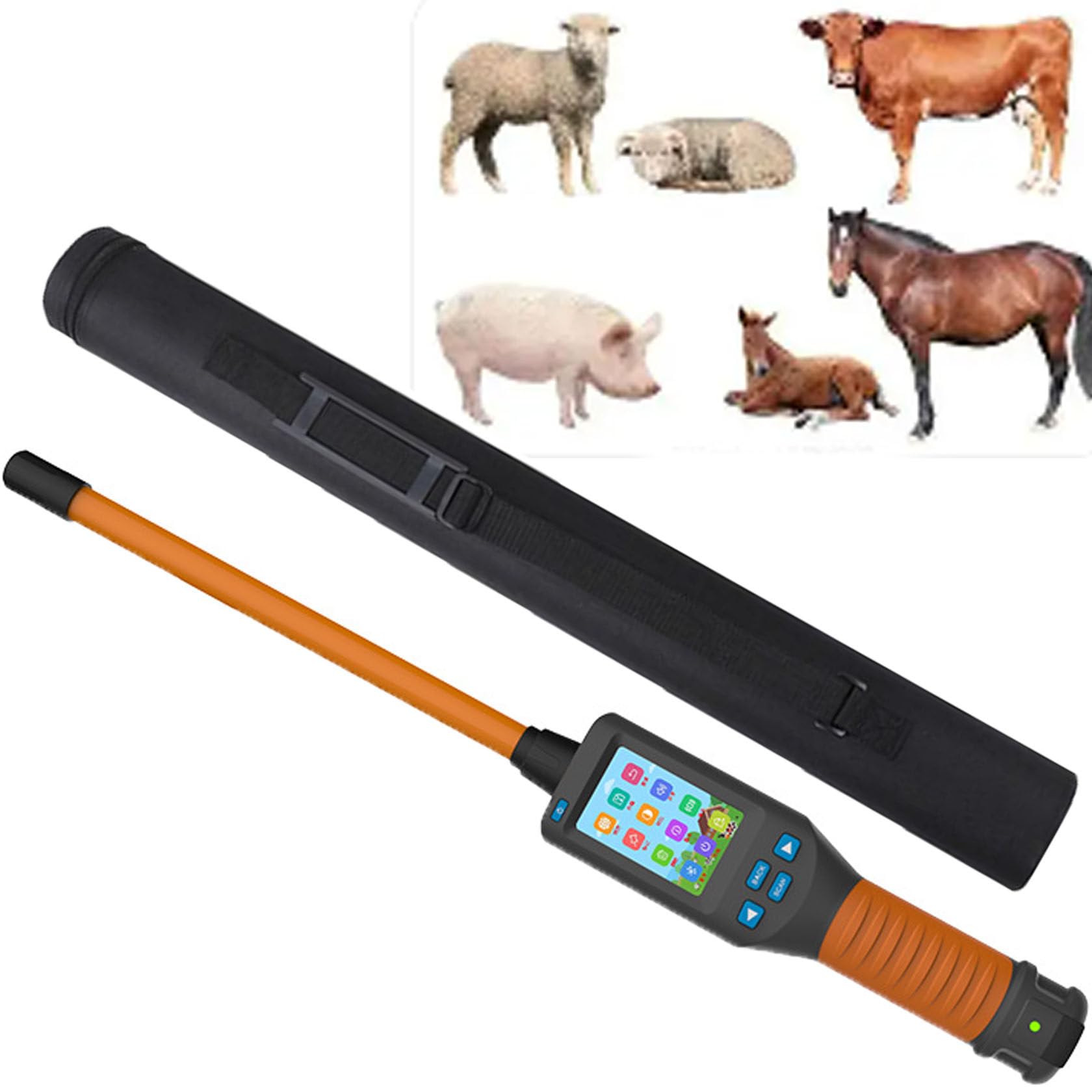 Animal Ear Tag Stick Scanner With Lcd Display, Pet Microchip Scanner Reader, Handheld Universal Rfid Tag Identifier, Storage Up To 20000 Datas, 30s Auto Power Off, For Farms Shelters And Pet Owners