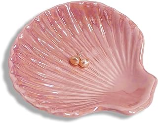 Shell Shape Ring Holder Dish, Seashell Jewelry Dish Tray, Ceramic Trinke...