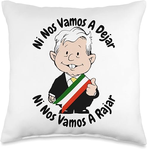 Amlo Amlito Cartoon Mexican President Peluche AMLO Amlito Dejar Ni Nos Vamos A Rajar Mexico - Almohada de 16 x 16 pulgadas multicolor