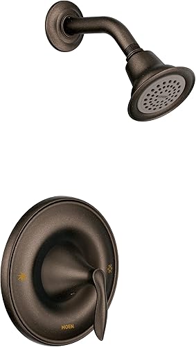 Moen T2132EPORB Colección Eva - Moldura Posi-Temp de 1 manija con cabezal de ducha de una sola función, requiere válvula, bronce aceitado