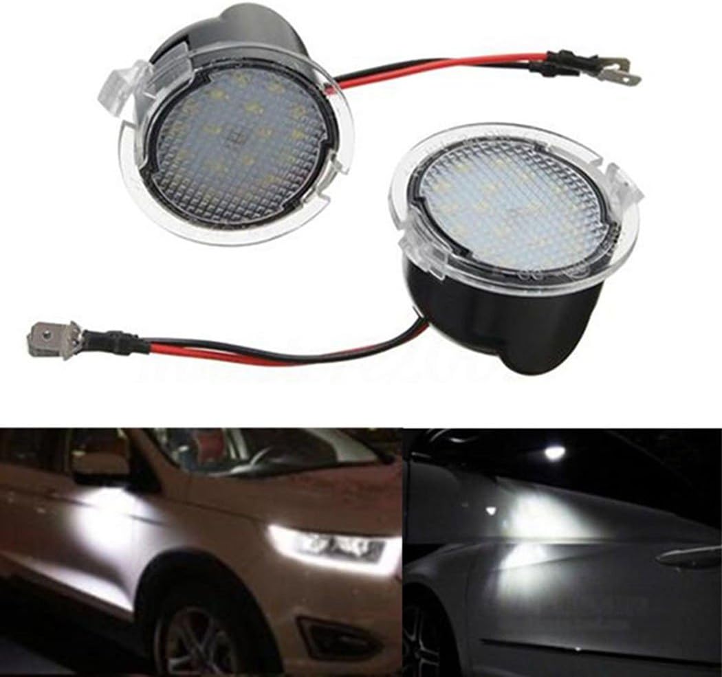 Hiapix 2PCS LED Side Mirror Puddle Lights for Ford Edge Mondeo Explorer Taubus F150