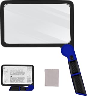 5-fache Lupe mit Licht, Vollseitenlupe zum Lesen, 48 LEDs