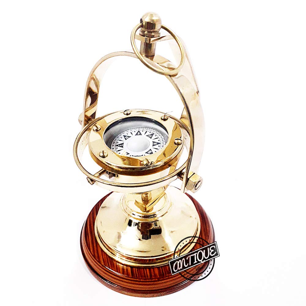 Brass Nautical Gimbals Compass, Handmade Ship Binnacle, Maritime Collectible Decor, Gifts for Collectors, Christmas, New Year Gift Idea