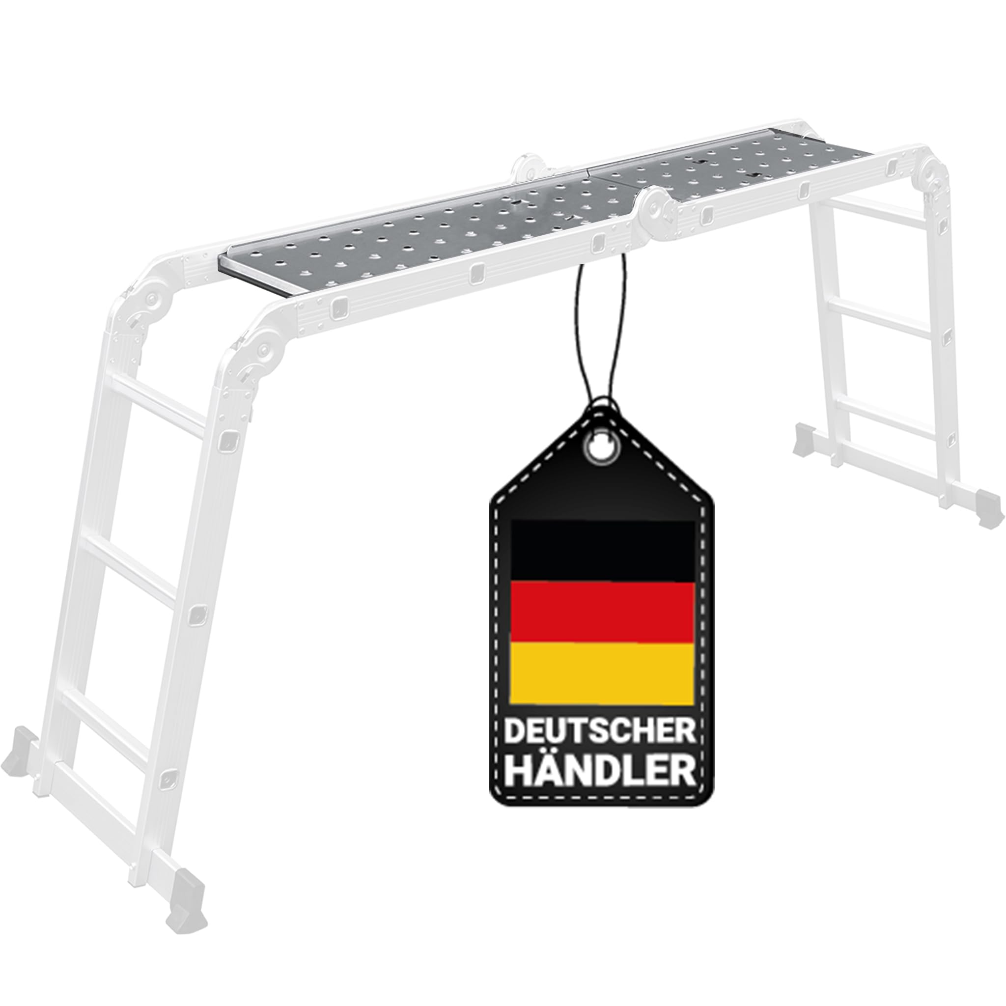 𝐂𝐑𝐀𝐅𝐓𝐅𝐔𝐋𝐋 Arbeitsplattform für Mehrzweckleiter CF-104A | 𝟑 𝐉𝐀𝐇𝐑𝐄 𝐆𝐀𝐑𝐀𝐍𝐓𝐈𝐄 - 145 x 30 x 3 cm - Leiter - Stehleiter - Gelenkleiter - Leitergerüst (Plattform 4x3 Sprossen)