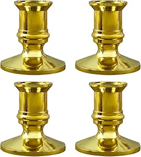 Electronic Candlestick Adornment, 2 Pairs Plastic Gold-Tone Candle Stands | Simple Style, Multipurpose Decorative Effect, Creative Detail, Elegant Look for Hotel Tables and Home Decor Settings