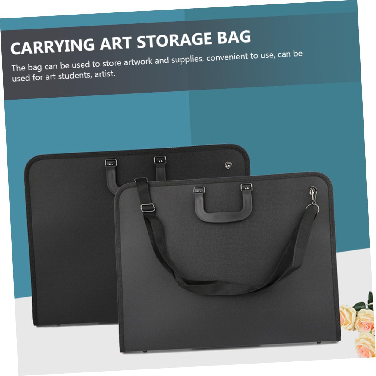 SHINEOFI Carpeta Dibujo para Artistas, Bolsa de Almacenamiento de Arte Negra en Tejido Oxford 600d, Ligera Asa, Adecuado para Transportar Obras