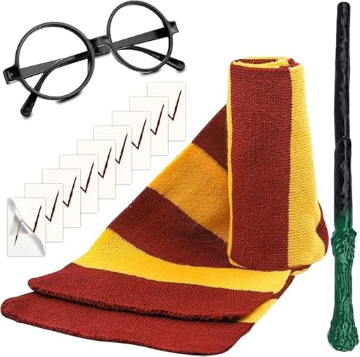 Fartoni Disfraz Mago Adulto y Niño – Kit Accesorios con Varita Bufanda a Rayas, Gafas Redondas sin Cristales y 12 Tatuajes Rayo – Complementos Carnaval, Halloween y Cosplay Hechicero | Ya disponible en tu tienda friki favorita! En mundofriki.es! Fartoni Disfraz Mago Adulto y Niño – Kit Accesorios con Varita Bufanda a Rayas, Gafas Redondas sin Cristales y 12 Tatuajes Rayo – Complementos Carnaval, Halloween y Cosplay Hechicero | Ya disponible en tu tienda friki favorita! En mundofriki.es!