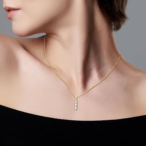 Miniatura 2 de Collar con colgante de moissanita, plata de ley 925, collares de diamantes creados en laboratorio para mujer, chapado en oro blanco, colgante de 3