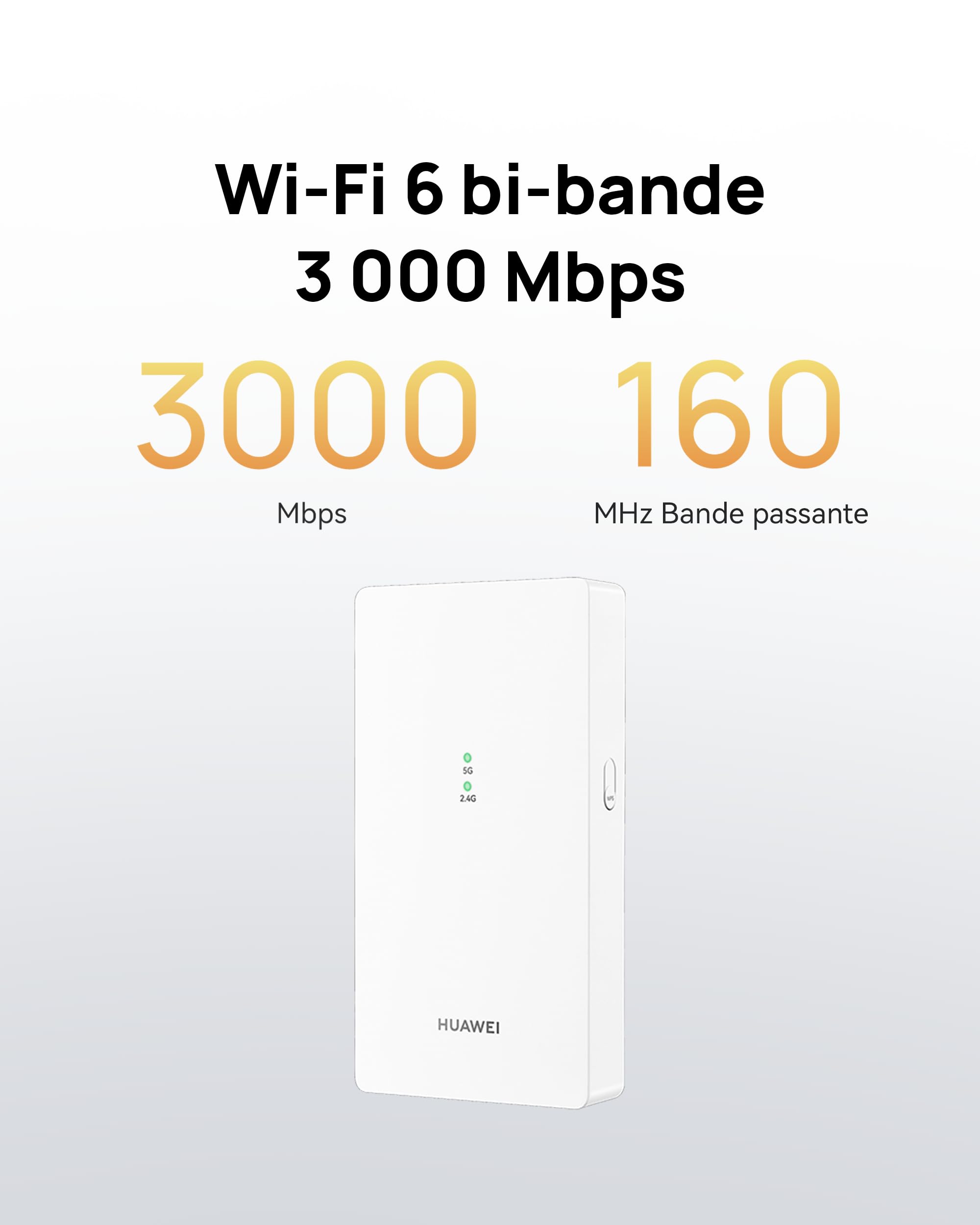 HUAWEI WiFi Extender AX3000, Répéteur Wi-FI Double Bande Wi-FI 6 3000 Mbps, Compatible avec la Plupart des routeurs Wi-FI, Booster Wi-FI avec Mode AP