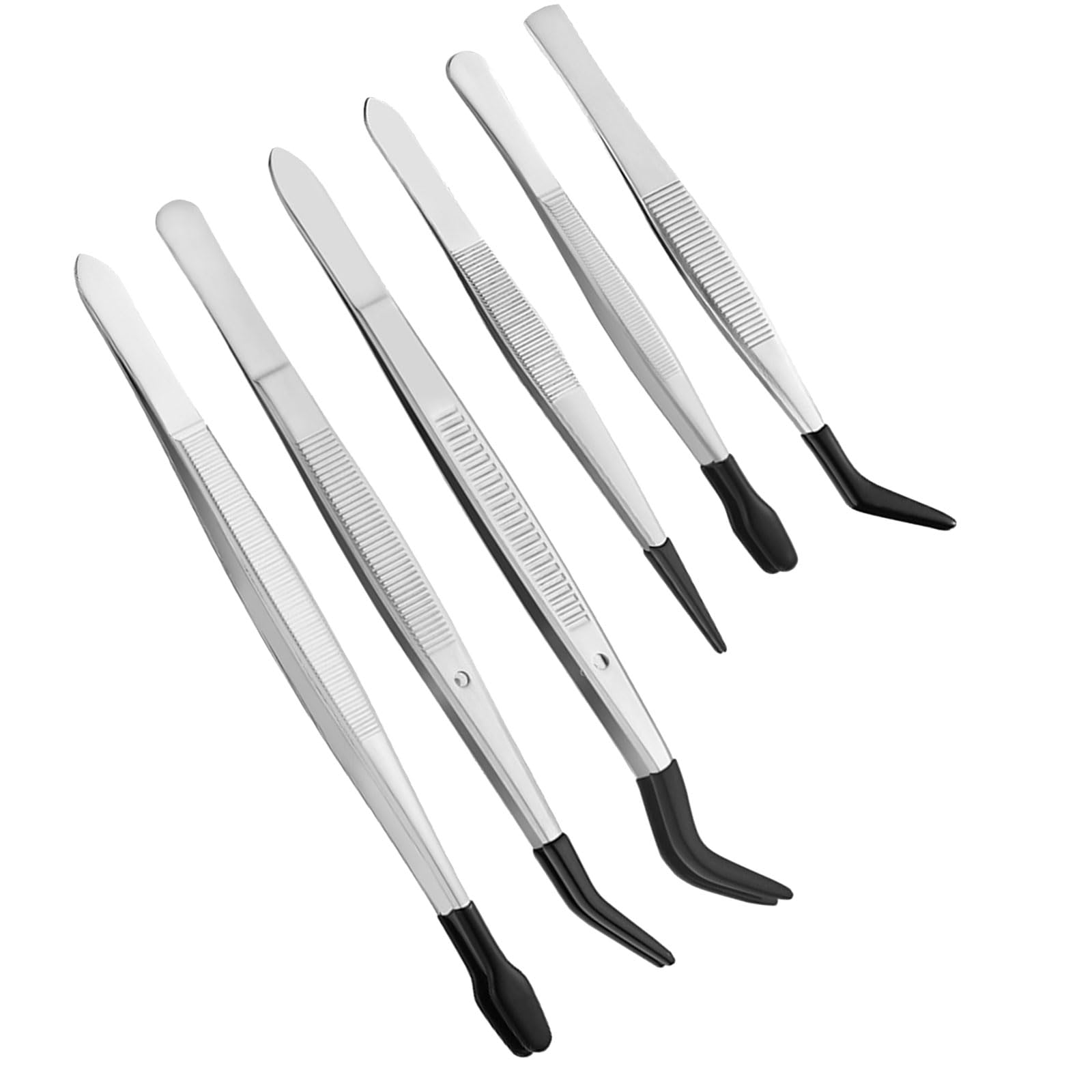 Woedpez Set 6 Silicone Coated Stainless Steel Precisions Tweezers Ergonomic Grip Perfect For Delicate Items Detailed Work Silicone Coated Stainless Steel Precisions Tweezers Ergonomic Grip