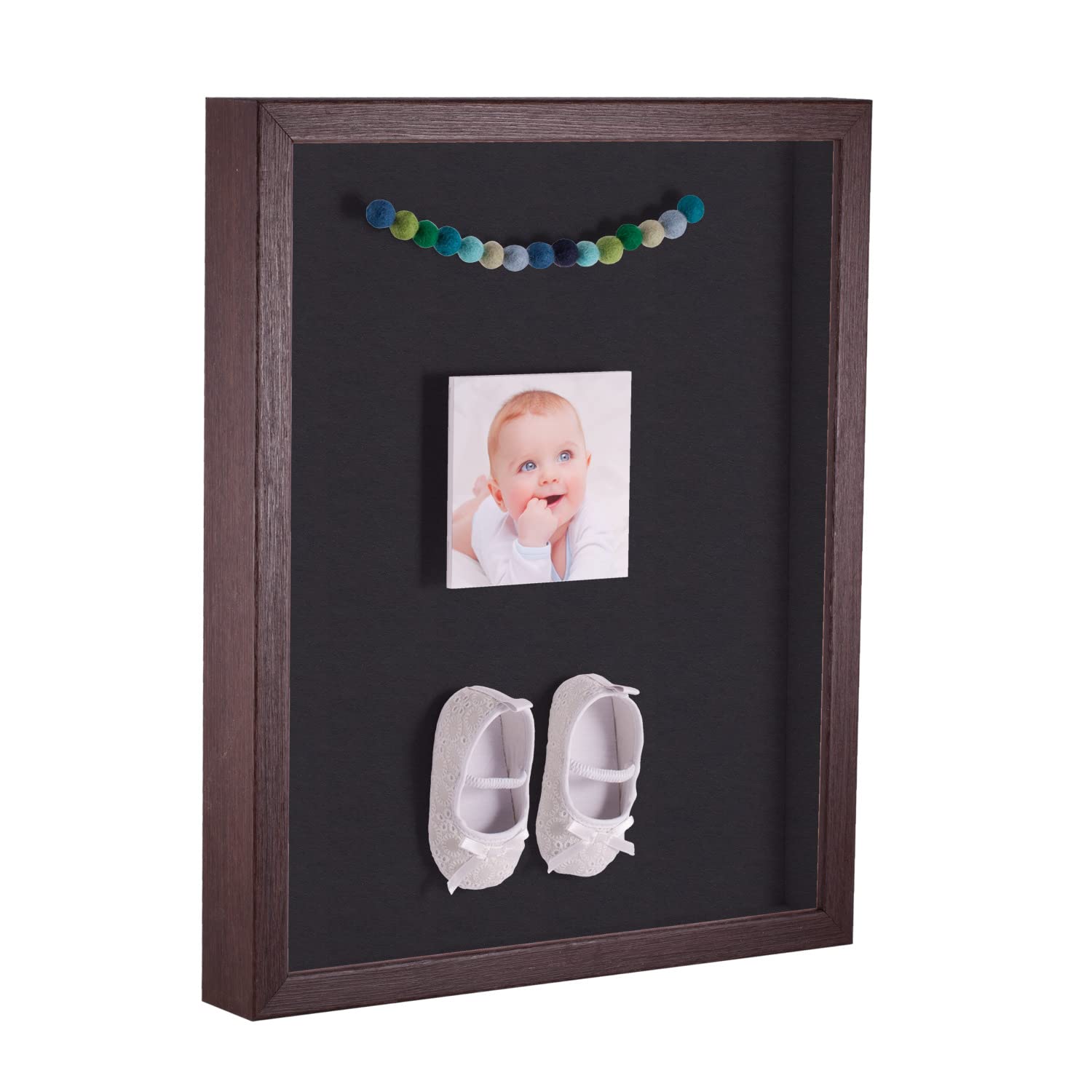 ArtToFrames 14 x 18 Inch Shadow Box Picture Frame, with a Verlinga Brown 1'' Shadowbox Frame and Black Mat