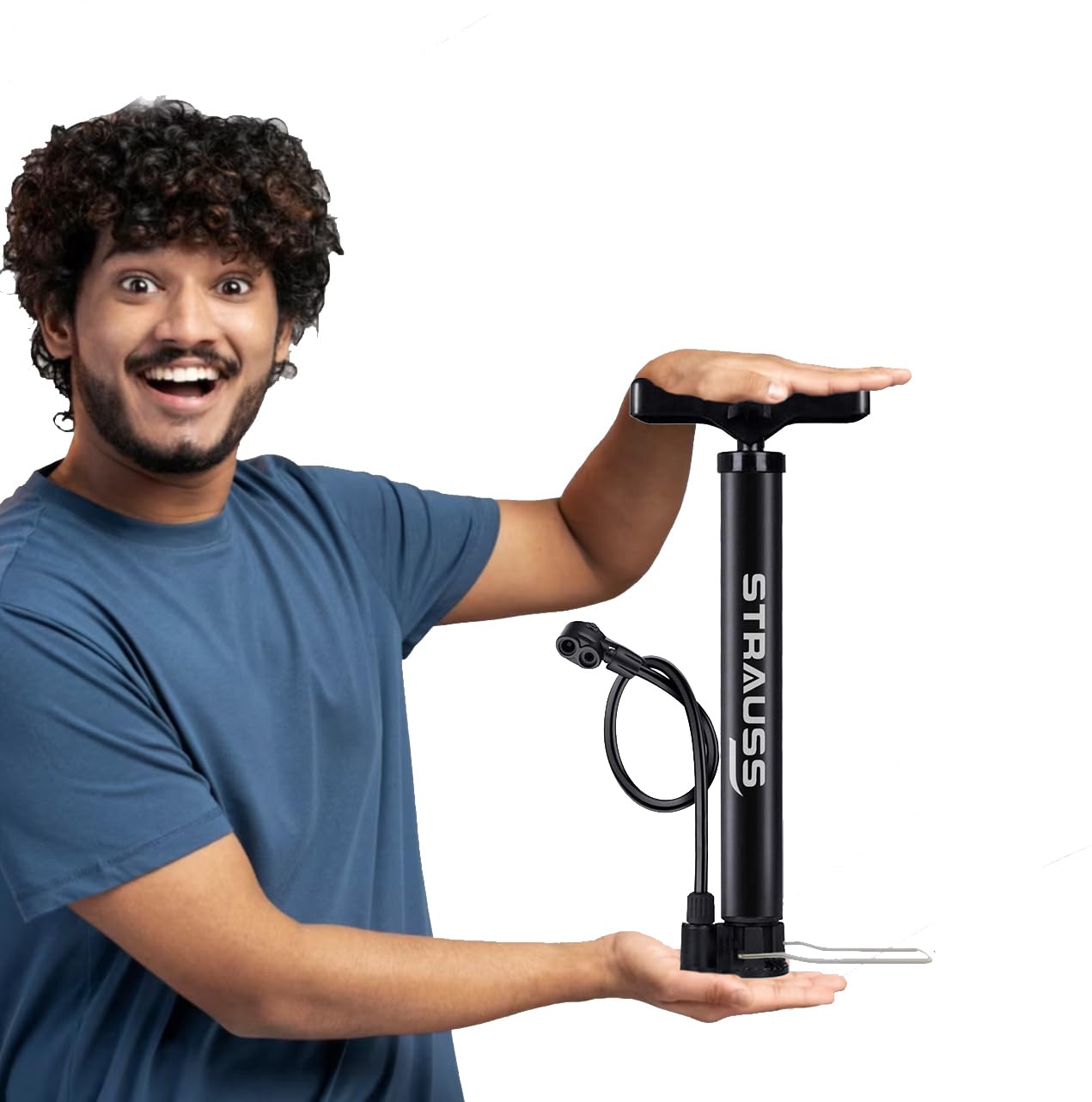 Strauss Bicycle Air Pump with Needle & Dual Valve | 30 CM Long | Portable Pump with 2 Modes, Ideal for Inflating Bicycle, Swimming Rings | Sturdy Base & Ergonomic Handle, (Black) (B0D6BXNXS1) Amazon Price History, Amazon Price Tracker
