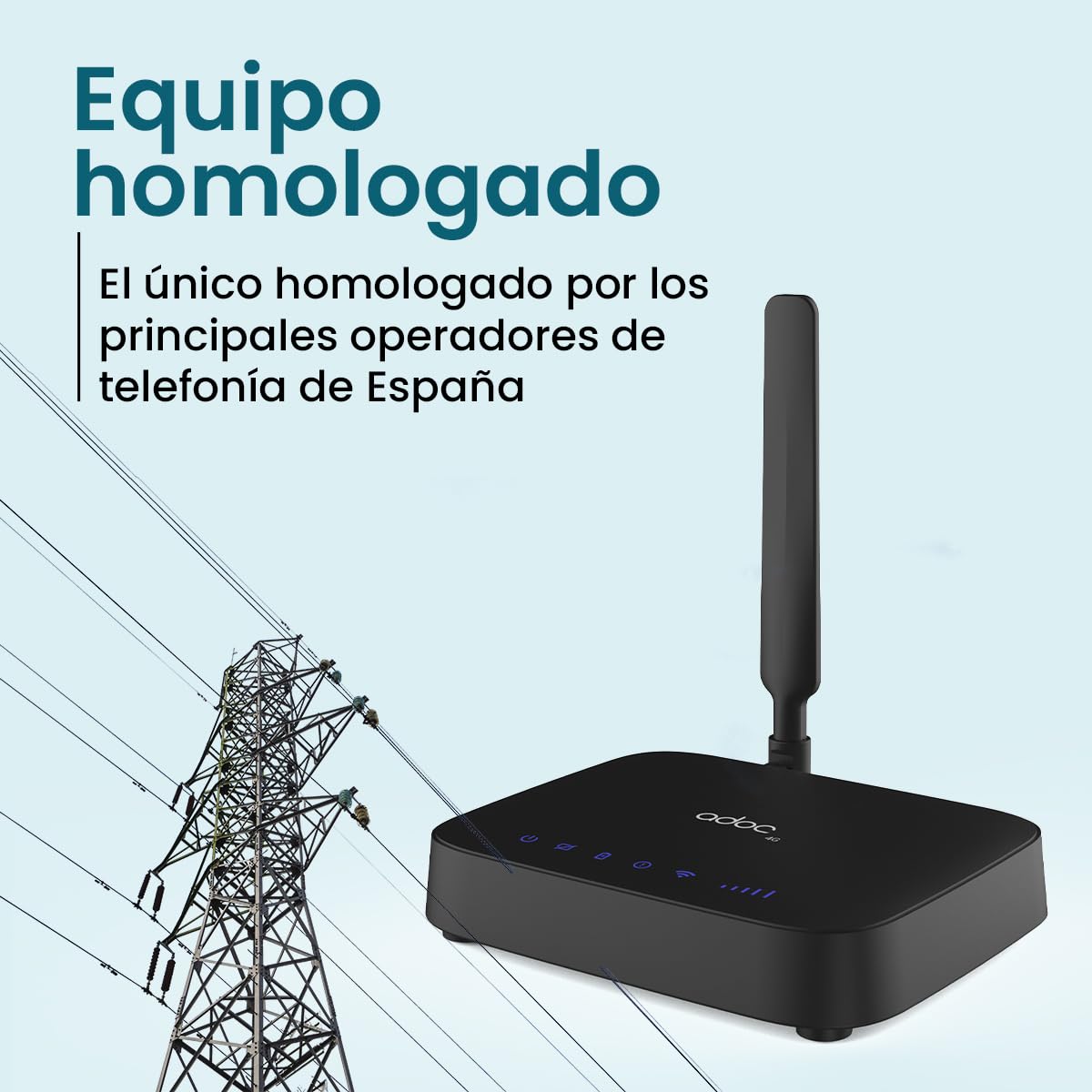 ADOC Caja de Voz V4, Convierte la señal móvil 2G/3G/4G en una línea Fija FXS. Compatible con Teleasistencia. Punto Acceso WiFi Hotspot. 2 Conectores RJ11.