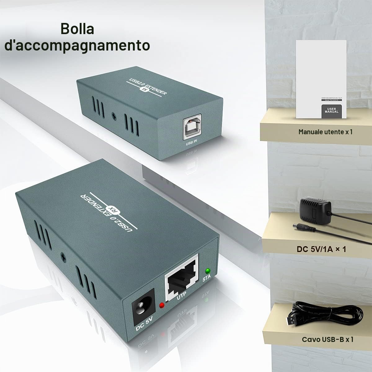 GREATHTEK USB 2.0 Extender Ethernet USB over RJ45 Cat 5e/6/7 fino a 50m | Supporto Windows/macOS/Linux, Plug & Play, Ideale per Ufficio, Controllo Industriale, Fabbrica e Sistemi di Gestione