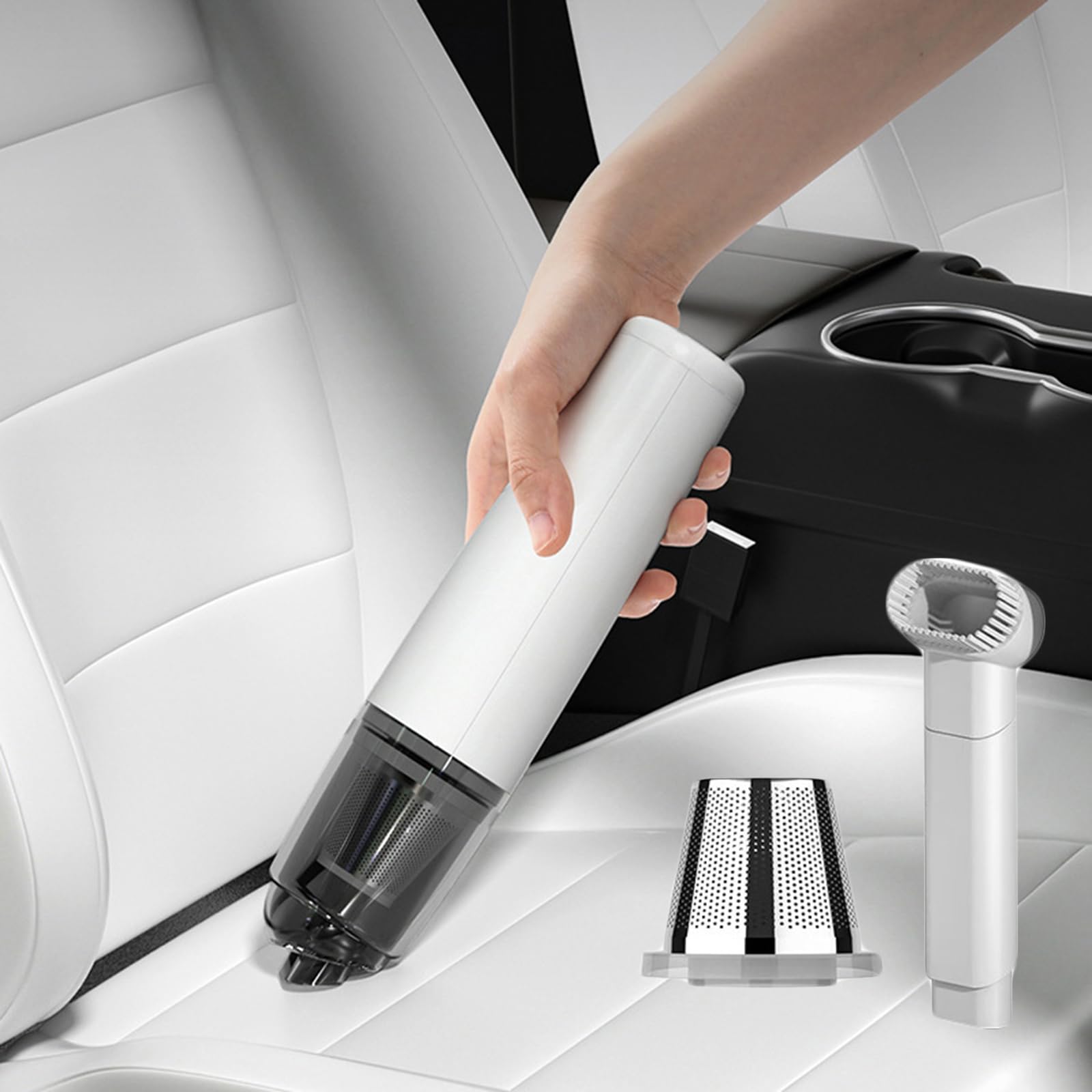 EOHMAK Car Vacuum Cleaner Portable Handheld Vacuums 4500PA Powerful Suction Cordless Wireless Vacuum Cleaners with 130ml Dust Collector Hand Held Vacuum for Car Home Office (White)