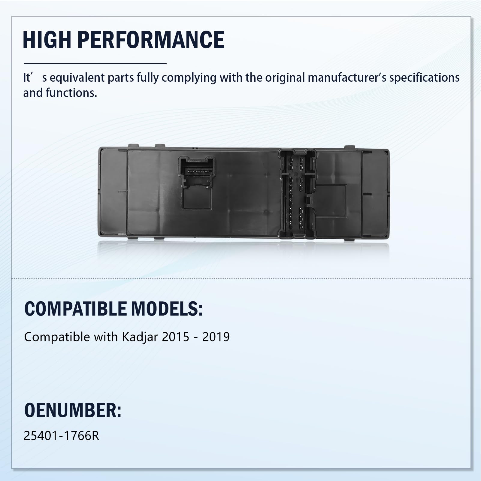 GRACEGALAXY Interruttore Alzacristalli Elettrico Pulsantiera Alzacristalli per Kadjar 2015-2021 25401-1766R 254011766R lato conducente 19 pin