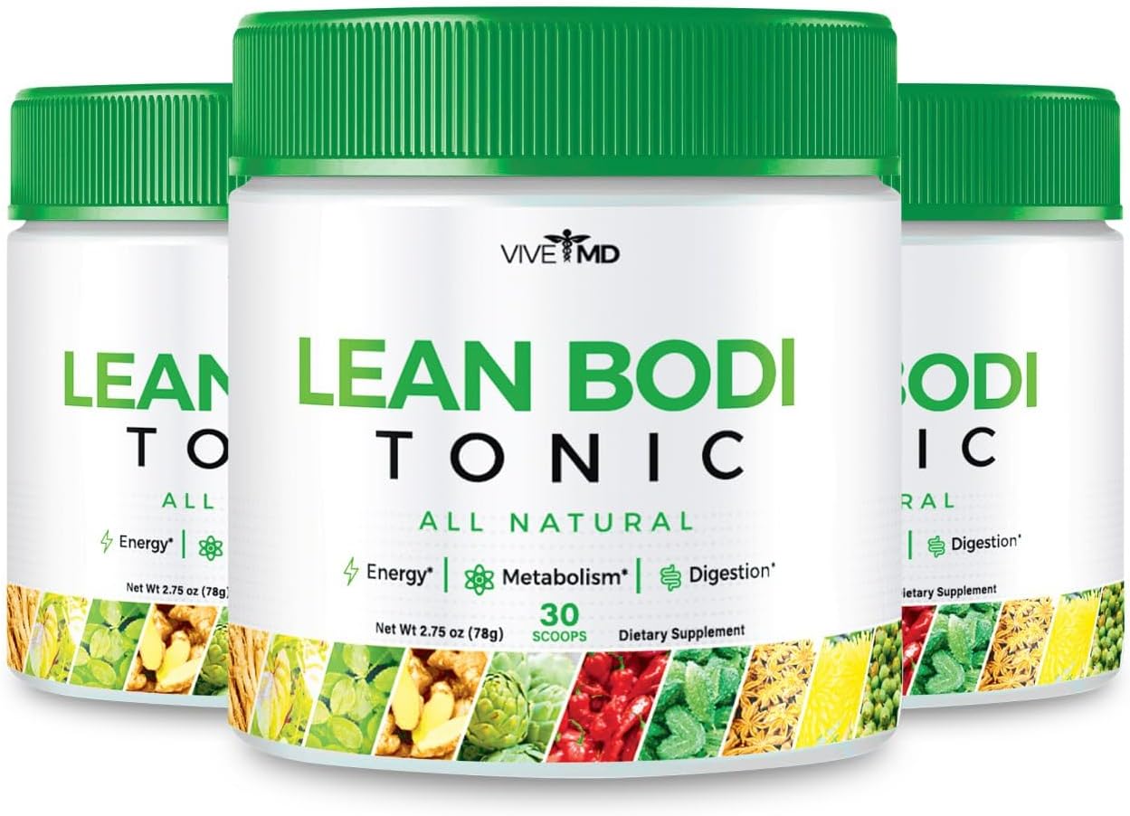 Nagano Lean Bodi Tonic Powder Official FormulaLean Bodi Tonic All Natural with Vitamin B6, and BCAA for Maximum Strength, Cleanse and Lean Metabolic Powder Support Lean Bodi Drink (3 - Pack)