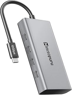 Minisopuru USB Hub – USB C Hub for Laptop, USB C to USB C Hub 10Gbps, Aluminum USB Splitter, USB C Multiport Adapter for MacBook Pro M1 Pro & Max 2021, 2020 MacBook Air/Pro, 2021 iPad Pro.