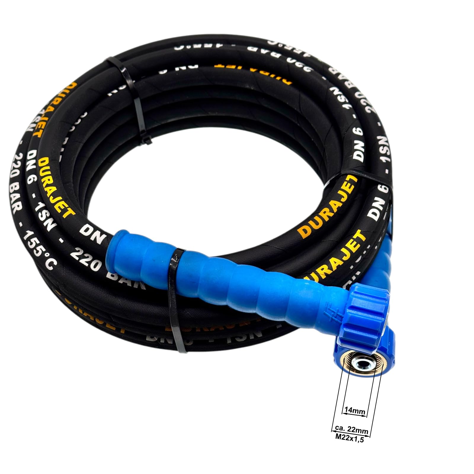 M&M Smartek Tubo ad alta pressione per idropulitrice Kärcher Kranzle, 220 bar, 2 x M22 IG Profi – DURAJET – Inserto filo resistente all'abrasione, resistente alle temperature, blu (10 metri)
