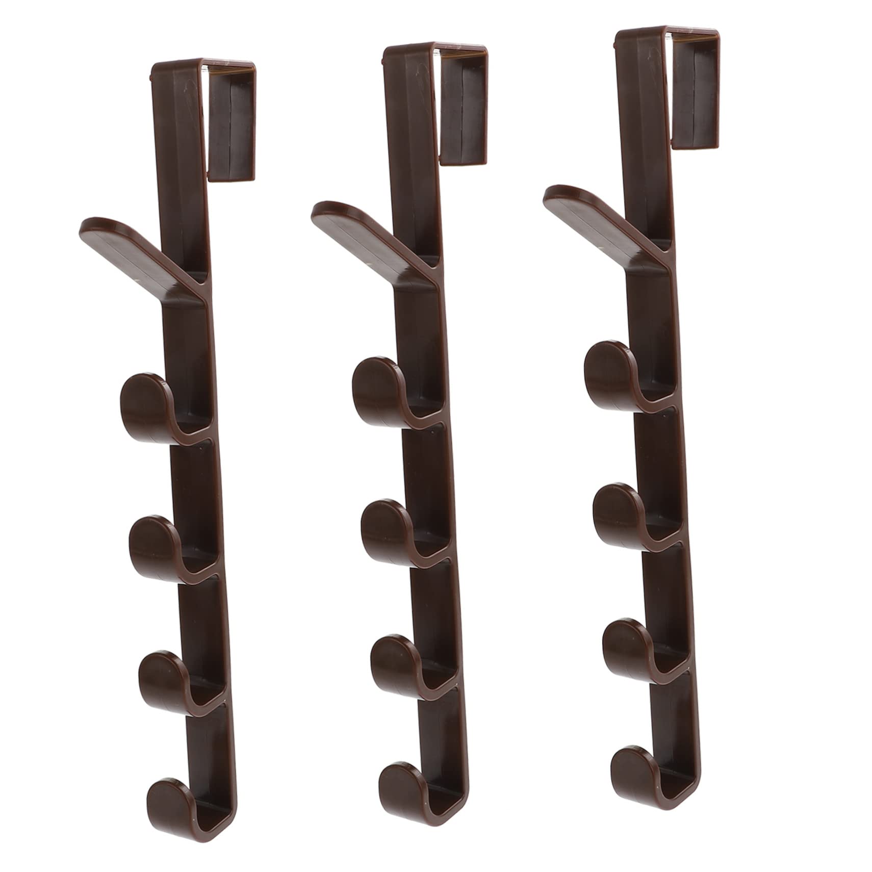 OKUMEYR Practical Over The Door Hooks 5 Pack Brown Coat Rack Entryway Hanger Wall Hooks for Home Keyring Holder