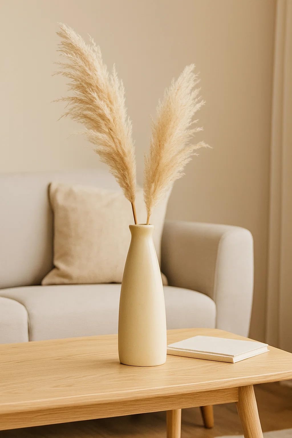 SPHINX Triangular Shape Botle Ceramic Vase, Flower Vase, Pampas Grass Vase, Vase for Money Plant Live Plants, Centrepiece Decor for Home, Office, or Gifts - (Height 9 Inches, Off White)