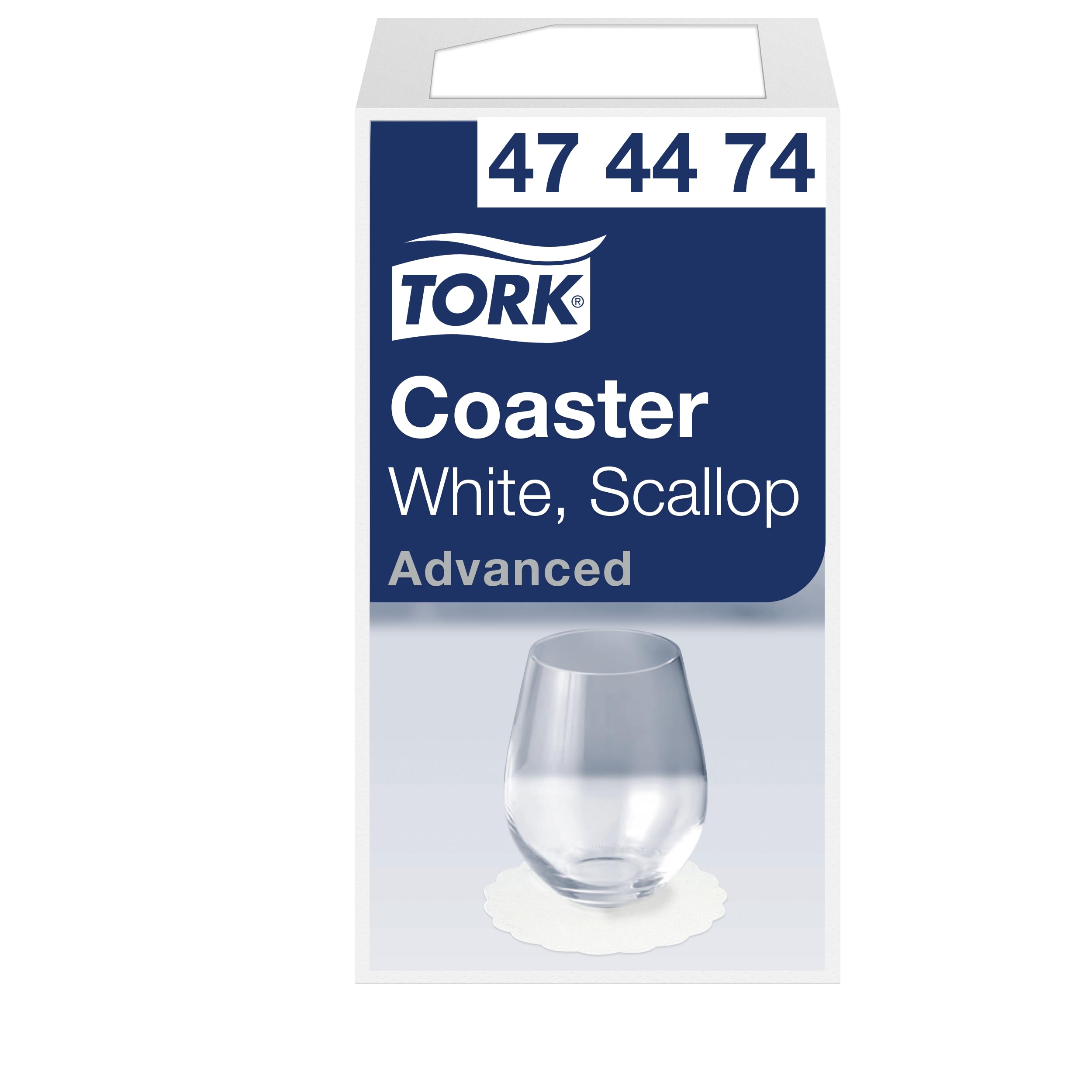 Tork 474474 Untersetzer Weiß / Elegante Getränkeuntersetzer aus 8-lagigem Papier / Für effektiven Tisch-Schutz / 12x250 (3000) Untersetzer für Gläser oder Tassen / Advanced Qualität / 9 x 9 cm