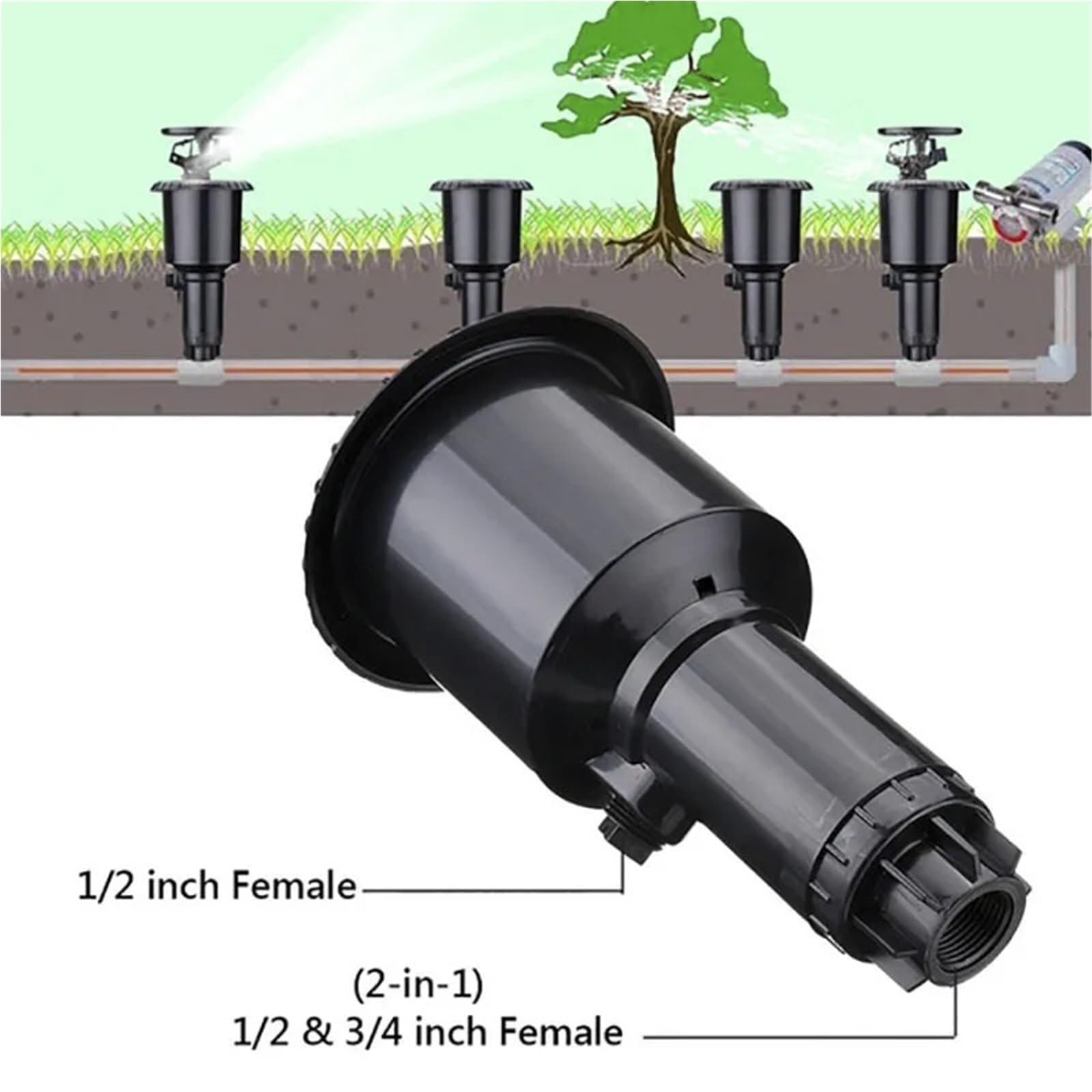Irrigatore Da Giardino Con Testa Di Spruzzo Pop-up 1/2 Pollice E 3/4 Pollici Rotazione Automatica per il giardino