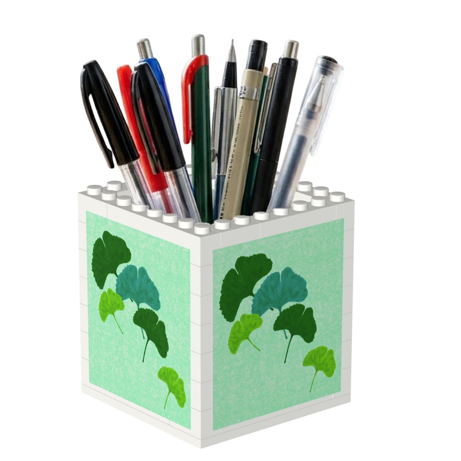 Poadnly Watercolour Ginkgo Biloba Leaf, Pen Pot Pencil Holder for Office Home School, Compact Desk Organiser for Office Stationery