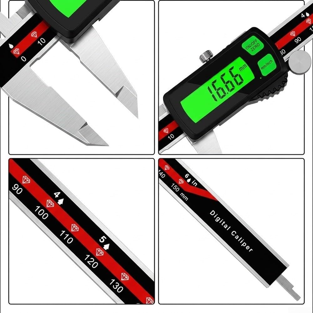 Digitaler Messschieber Edelstahl USB-C Grün(0-300mm)