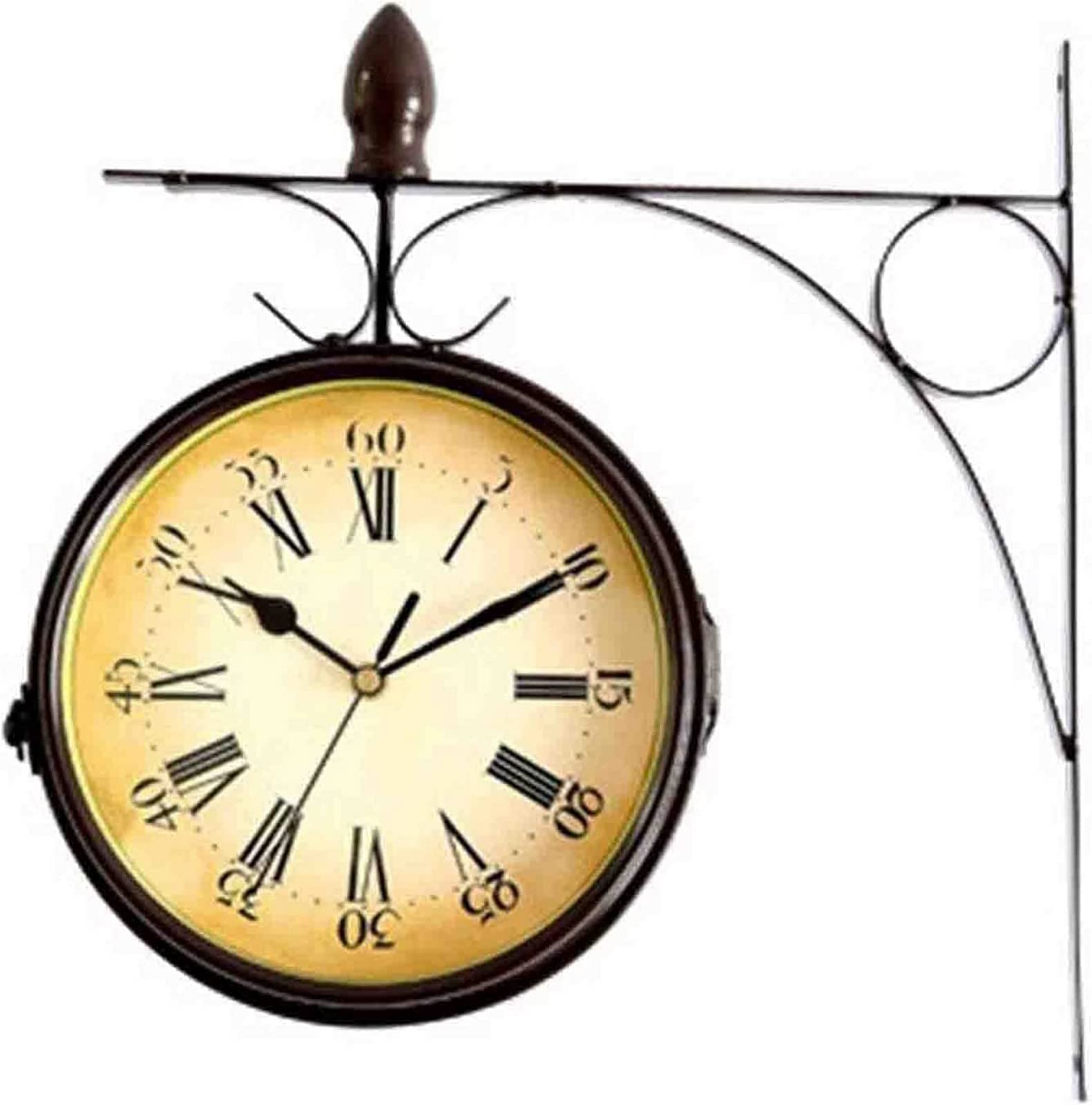 SaryEdge Wall Clock Art Clock Bracket Clocks, Outdoor Garden Double Sided Clock, Vintage Retro Ornament Indoor/Outdoor Mute Grand Central Station Wall Clock,