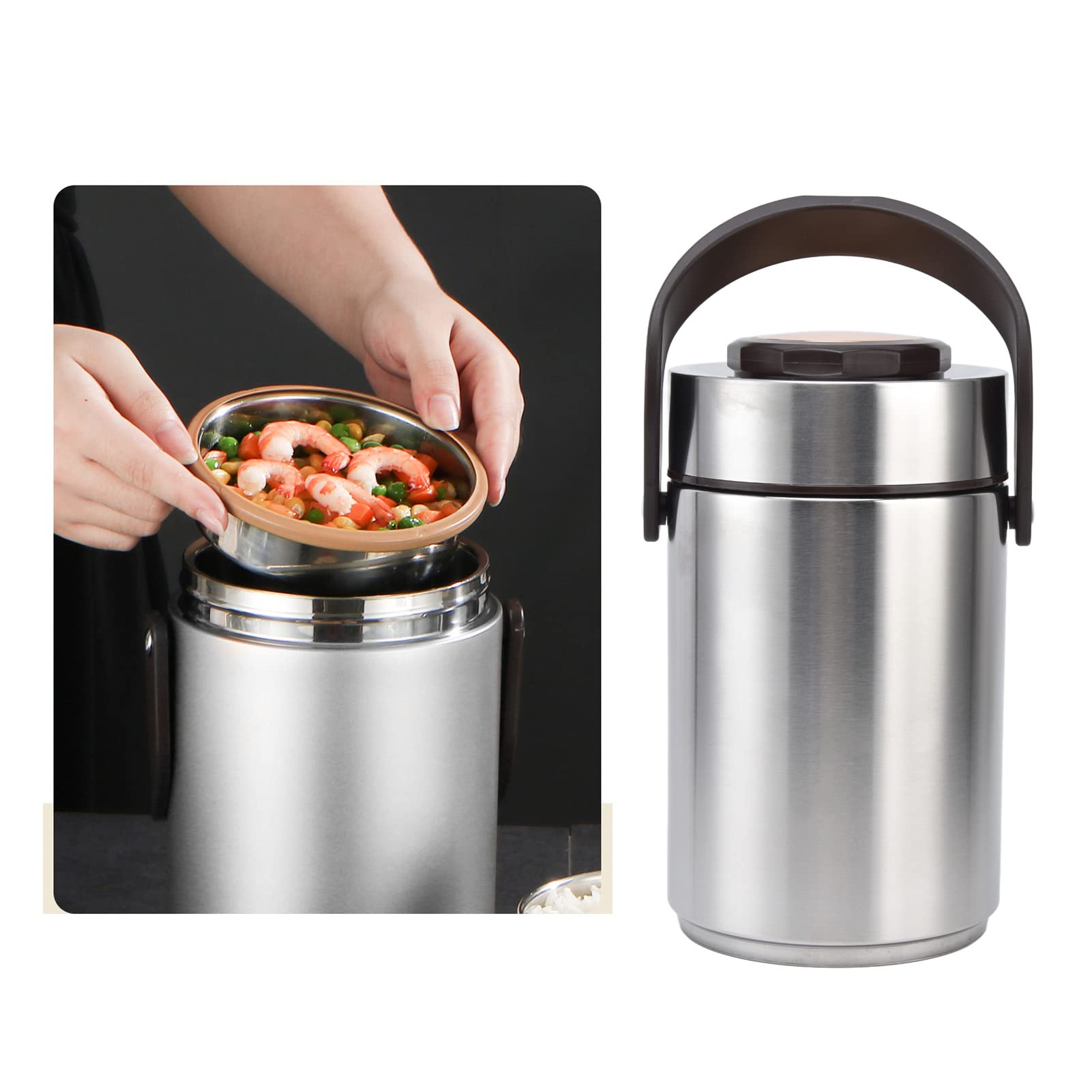 Aislada de 2300 Ml, Tarro de Comida Al Vacío Acero Inoxidable 304, Recipiente Térmico a Prueba Fugas para Comidas Calientes, Picnic Viaje Trabajo