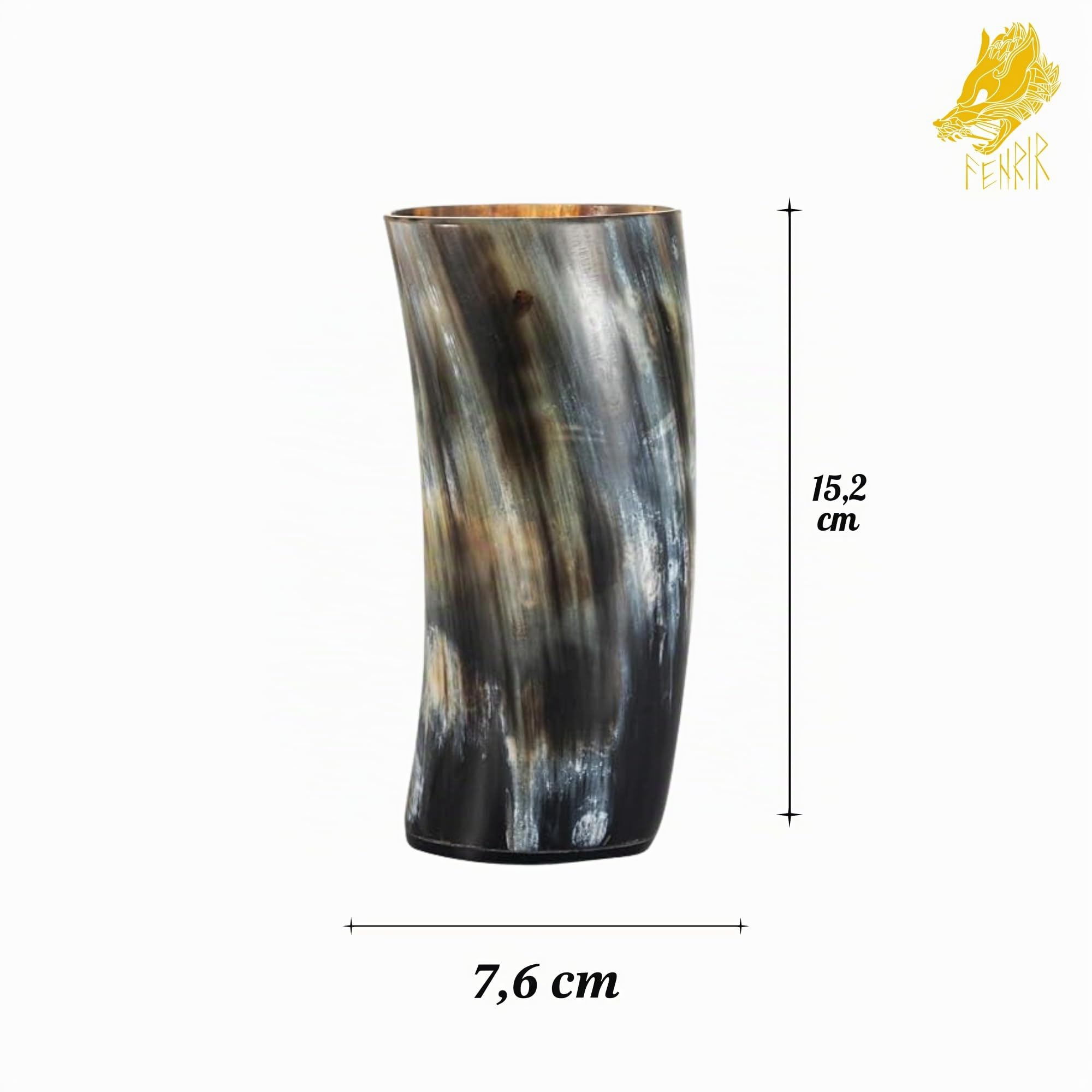 FENRIR Lot de 2 Tasses Viking en Corne à Boire | Cadeaux pour Homme et Femme | Décapsuleur | Parfaite pour la Bière, l'Hydromel et le Whisky | 100%