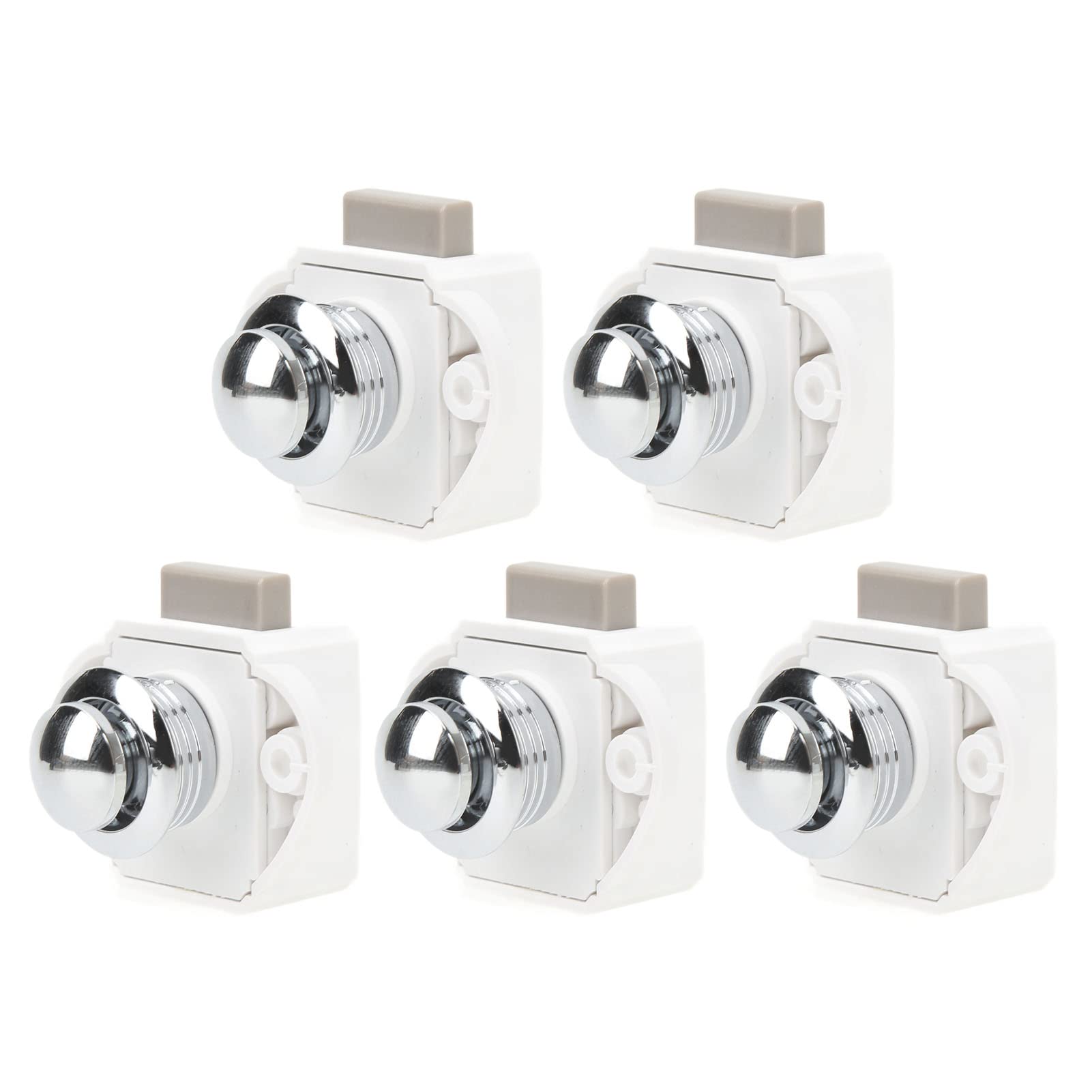 5er-Pack Druckknopfriegel, schlüsselloses Schrankschloss, Zinklegierung, Schranktürverschluss für 14–16 mm Türen, kompatibel mit Wohnmobil, Boot, Wohnmobil