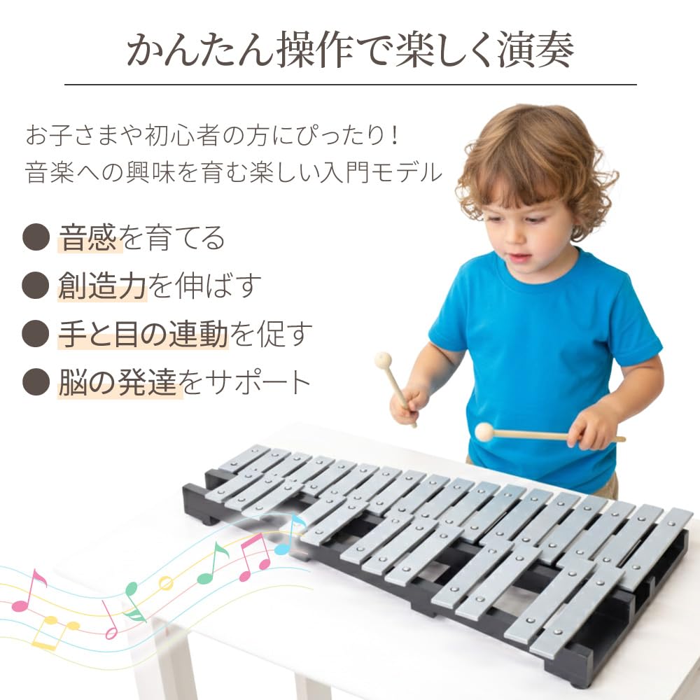 Amazon | 鉄琴 折り畳み 卓上 30音 マレット 2種 6本 収納バッグ付き