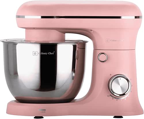 CULINARY CHEF 4.5L Retro Stand Mixer (Pink), 4.75 Quart