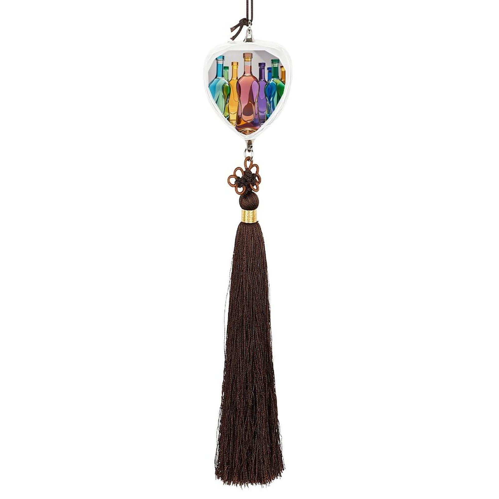 Crystal Auto Pendant Charms Love Crystal Car Rear View Mirror Charms Wine Bottle Art Auto Hanging Interior Ornament Pendant Car Interior Accessories for Women Men CarCharms Decor