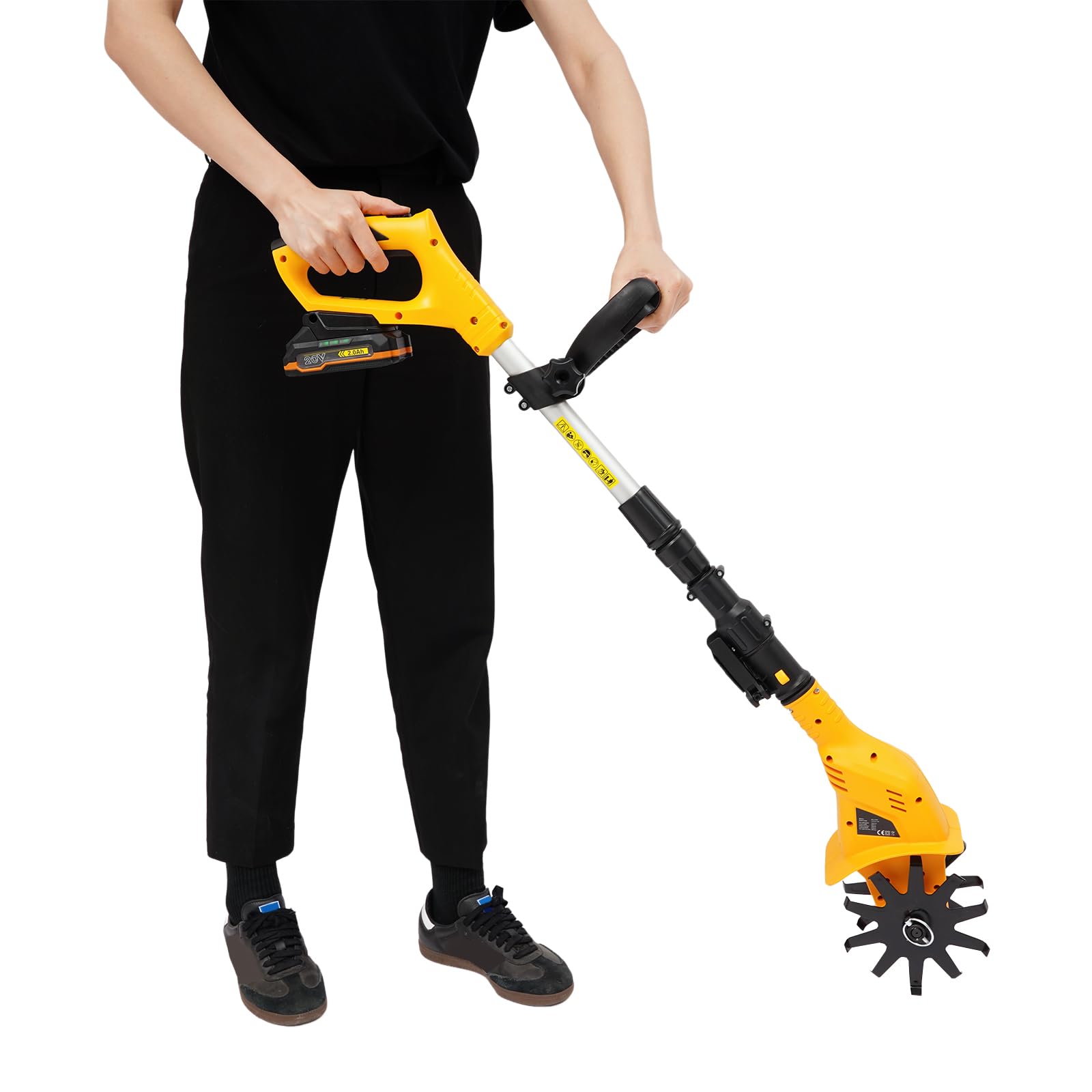 Motoazada eléctrica inalámbrica con batería, 85 dB, ruido de 85 dB, fresadora de suelo con 25 cm, para arriates, macizos de flores y huertos