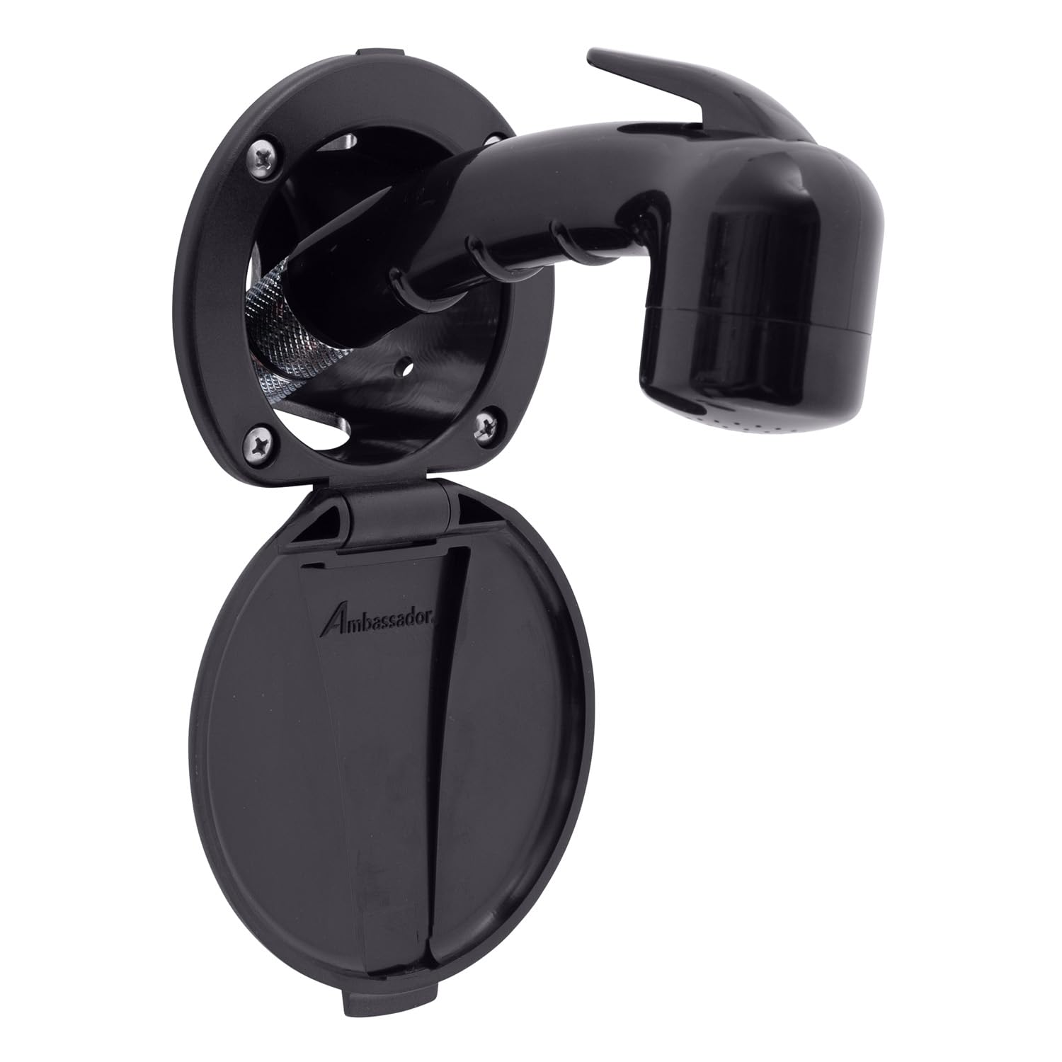 Recessed Shower- Black Cup & Lid, Small Black Sprayer (No Eyelet), 6' Stainless Steel Hose - 136-0018-KP-W