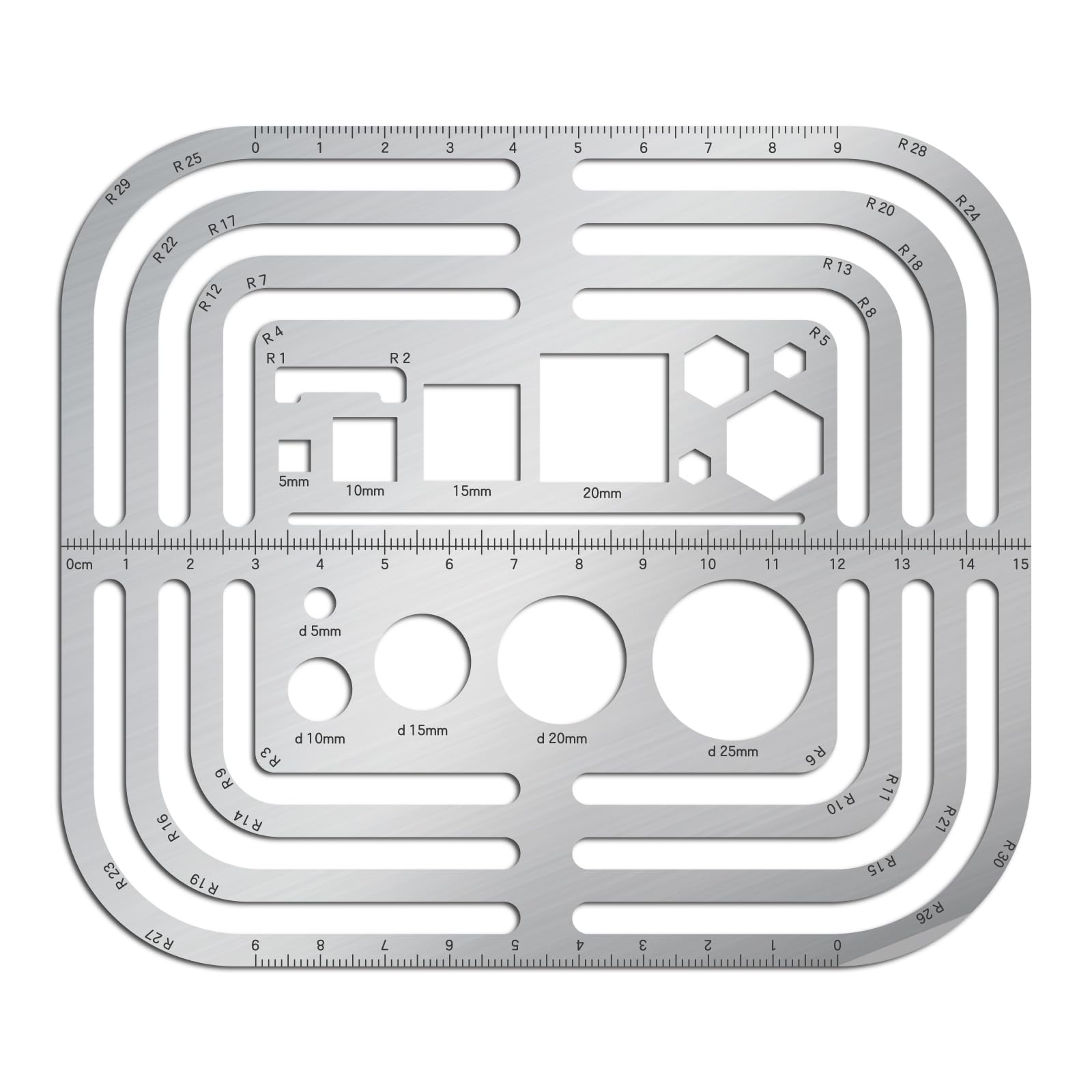 ORIGACH Stainless Stainless Steel Rectangle Round Template Metal Round Corner Drafting Stencils Stainless Steel Template Rulers for Leather Sewing DIY Craft Supplies — image 1