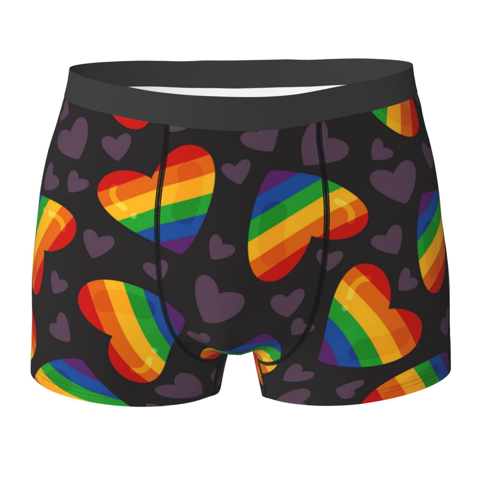 YOFIEN Lgbt Pride Gay Rainbow Heart,Men's Underwear Boxer Briefs Comfort Soft Stretch for Man