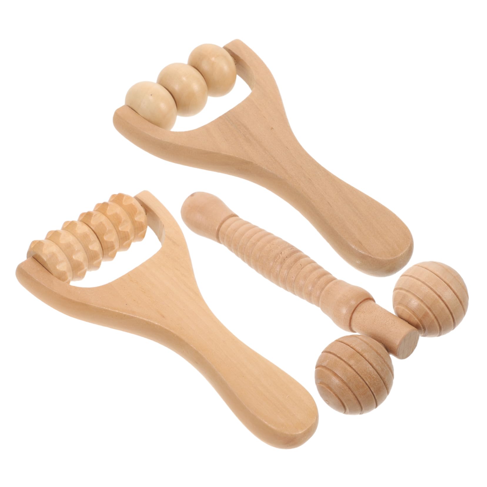 VALICLUD 5 Sätze Massagegeräte Massagerolle Schultermassagegerät Nackenmassage Massage-tools Manuelles Massagegerät Nacken-schulter-massagegerät Handmassagetzeug Holz 3 Stücke * 5