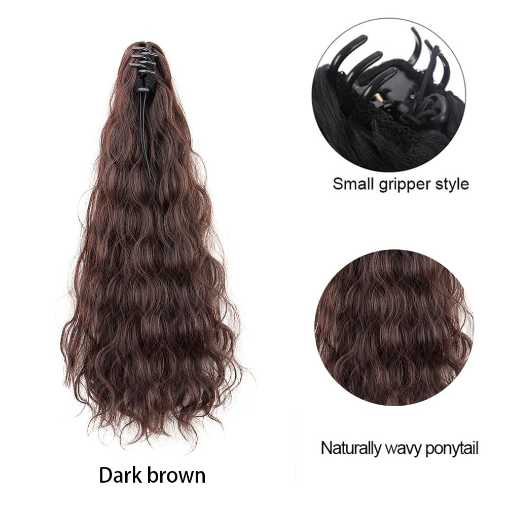 TTPSRY 50cm Water Wave Claw Clip Ponytail Hair Extensions Realistic Synthetic Hairpiece for Women Easy Clip In Style Adding Volume and Length(Light brown) - Image 3