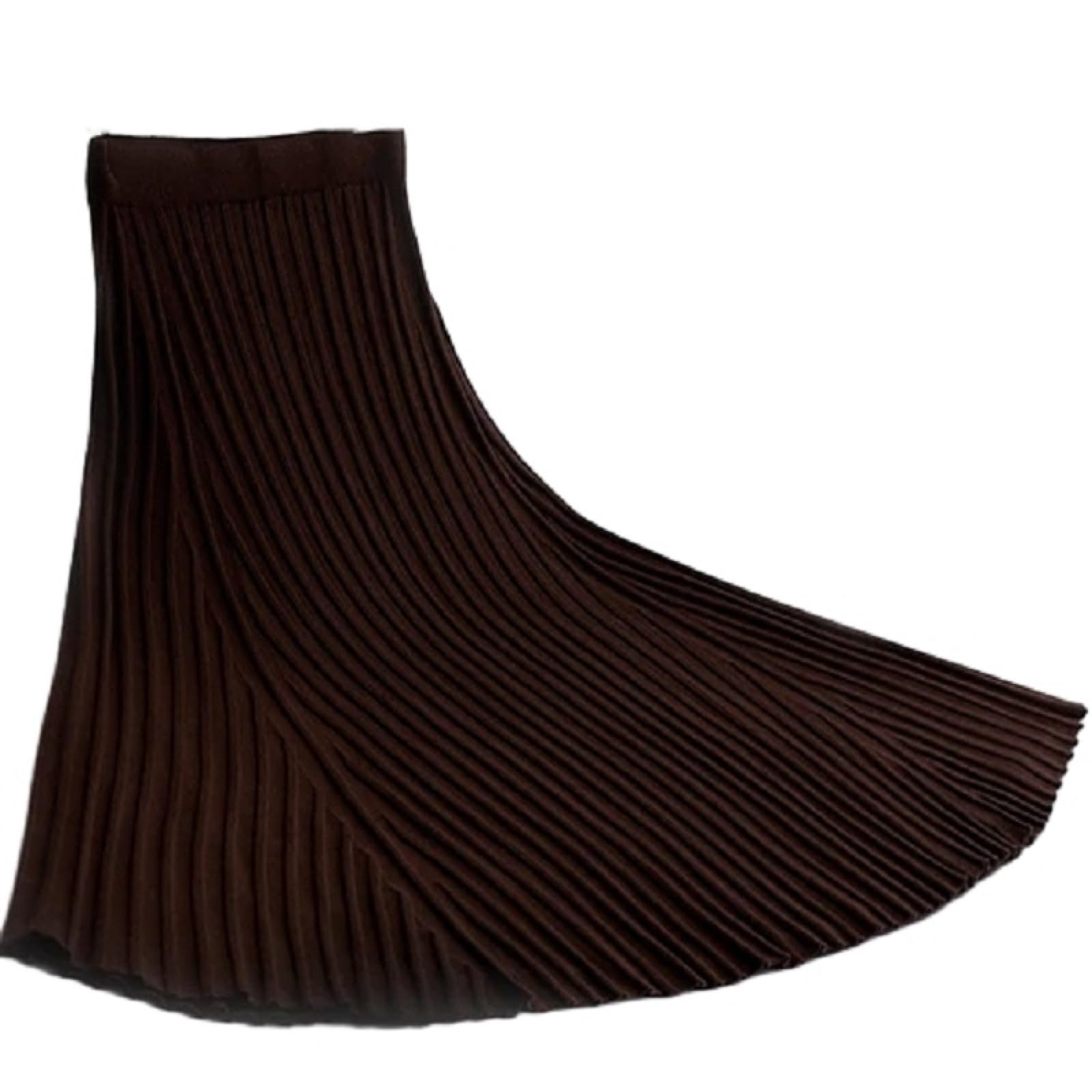 OLEETS Strickrock Für Damen - Winter Dicke Strickrock Warme Streetwear Lange Feste Farbe Einfache A-Linie Plissee Rock Party Arbeit Büro