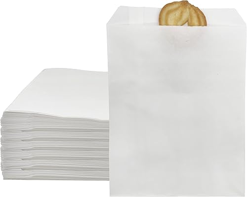 Miniatura 5 de Jexila Paquete de 100 bolsas de papel de estraza de 5 x 7 pulgadas, bolsas planas de papel kraft para galletas, dulces, para panadería, mercancía,