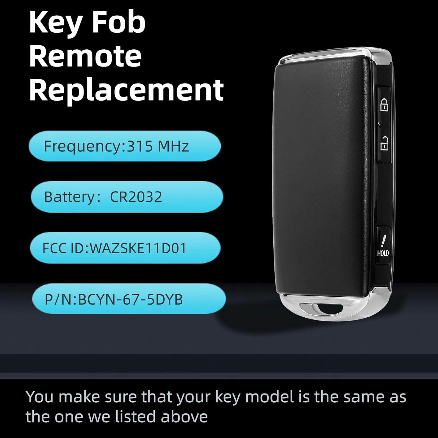 Smart Key Fob Remote Replacement Compatible with Mazda 3 CX-30 CX-50 2019 2020 2021 2022 2023 2024 Keyless Entry Remote Control 3 Buttons WAZSKE11D01