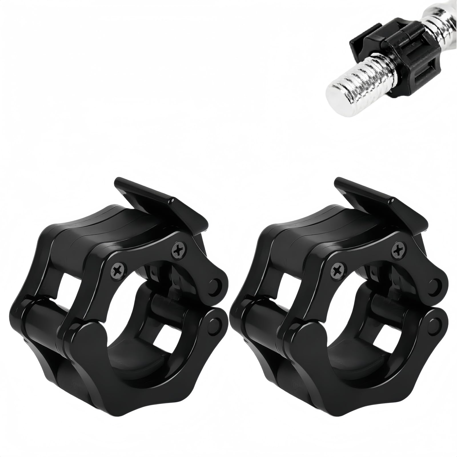 Barbell Clips,2 PCS Dumbbell Collars1 Inch/2.5CM Weight Clips Barbell Clamps Non-Slip Gym Clips Quick Release Weight Barbell Locks Collar Clips for Workout,Weightlifting,Strength Training (black)