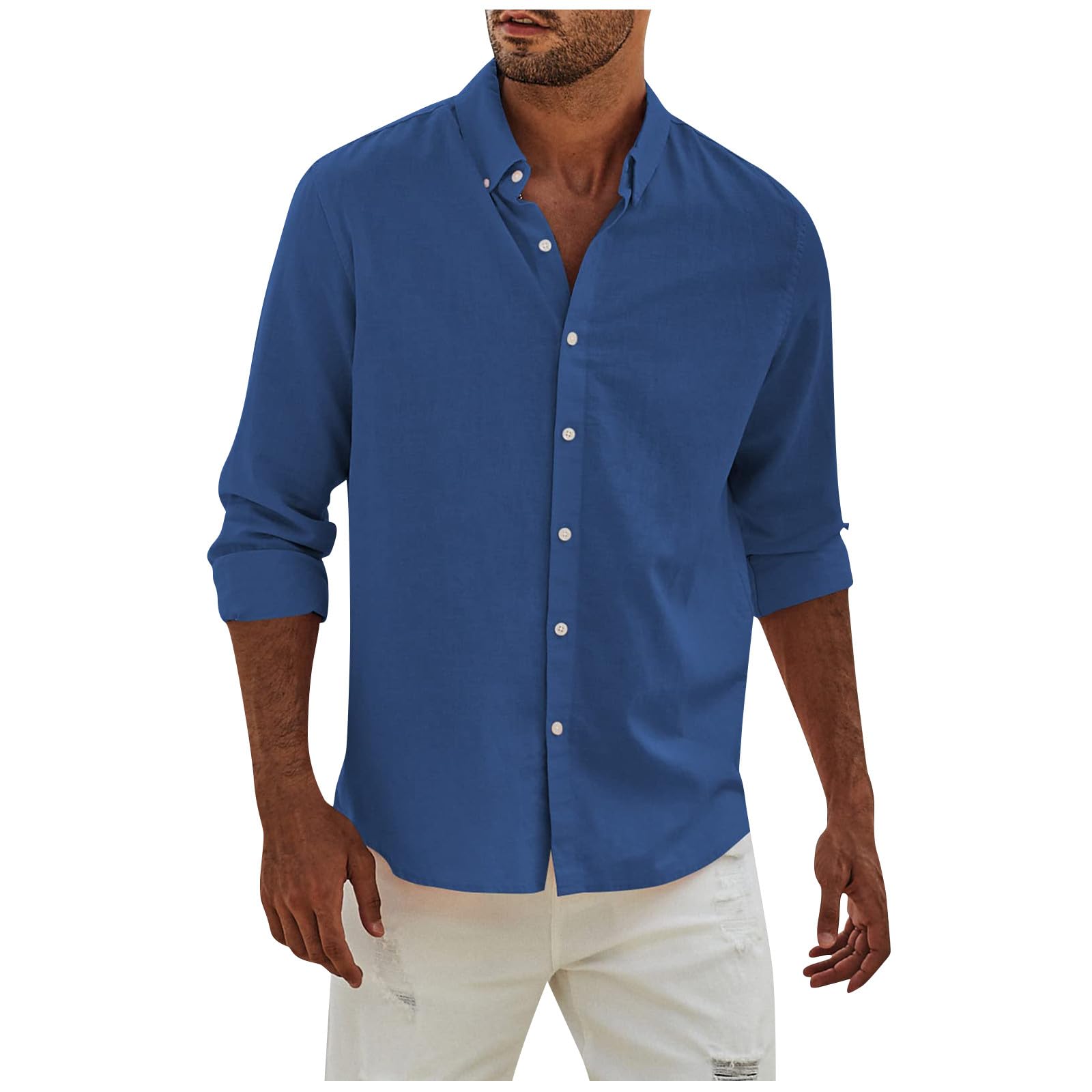 Chemise Homme Manches Longues Avec Capuche - Coton Décontracté - Coupe Régulière - Pour Bureau, Loisirs, Vacances
